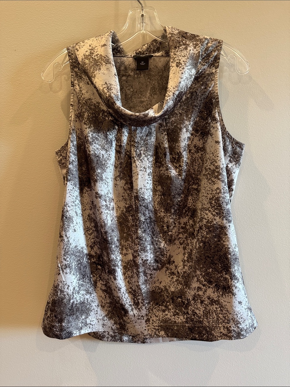 Ann Taylor Black, taupe and White Sleeveless Cowl Neck Tank